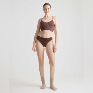 Quince Comfort Rib T-Back Bralette in Cocoa Brown Ribbed Seamless
